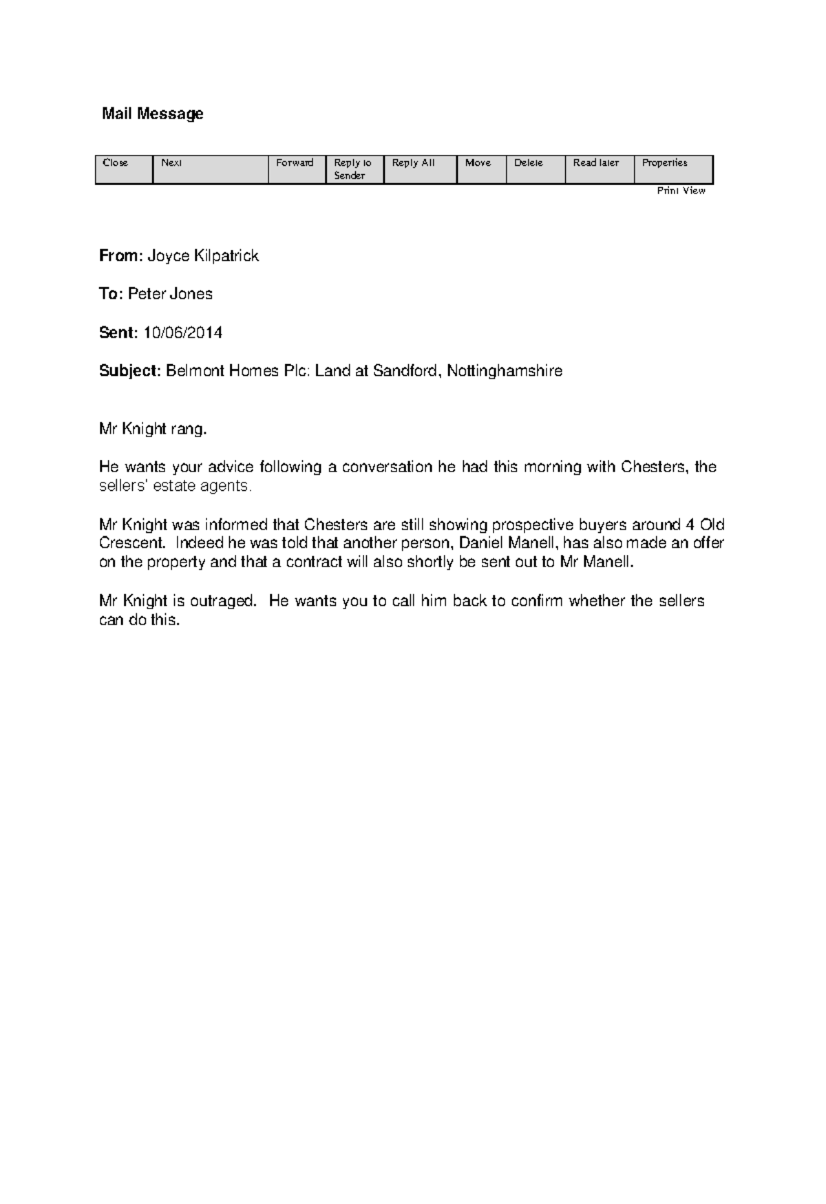 Examples of legal writing for the LPC - Mail Message From: Joyce ...