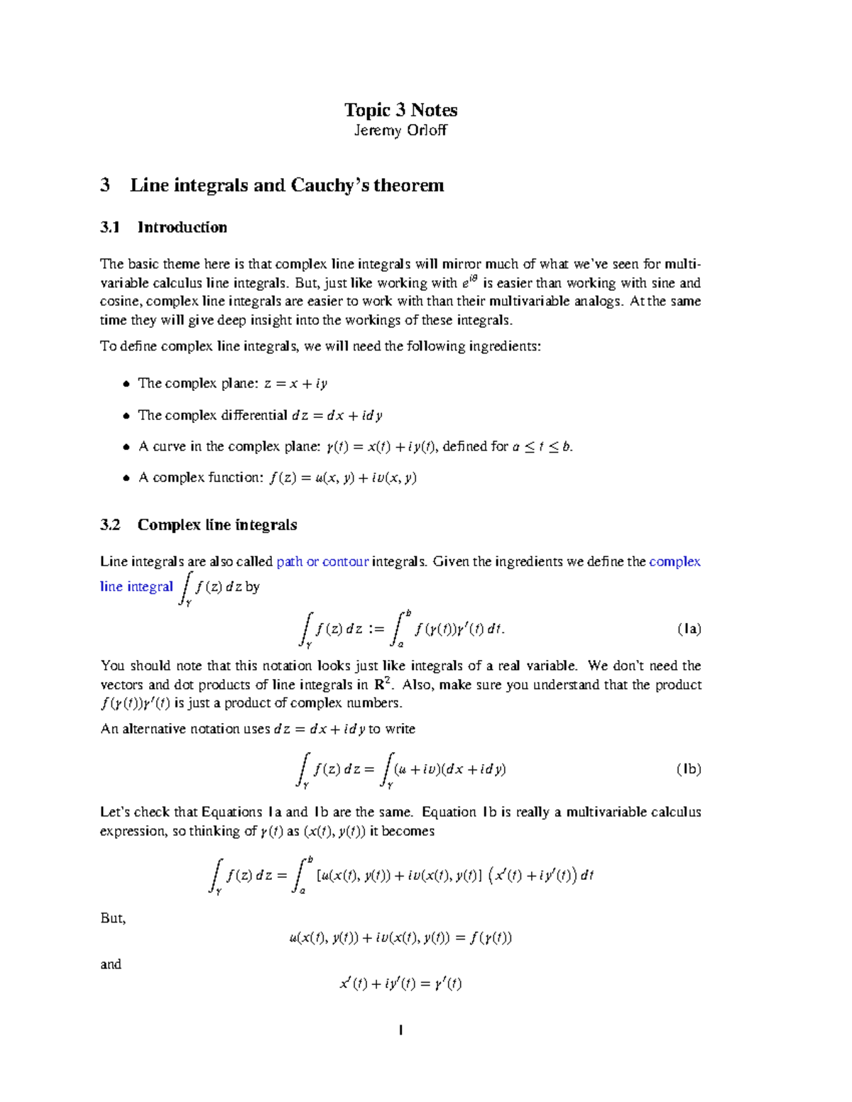 MIT 18.04 Final Exam Notes: Complex Line Integrals and Theorems - Studocu