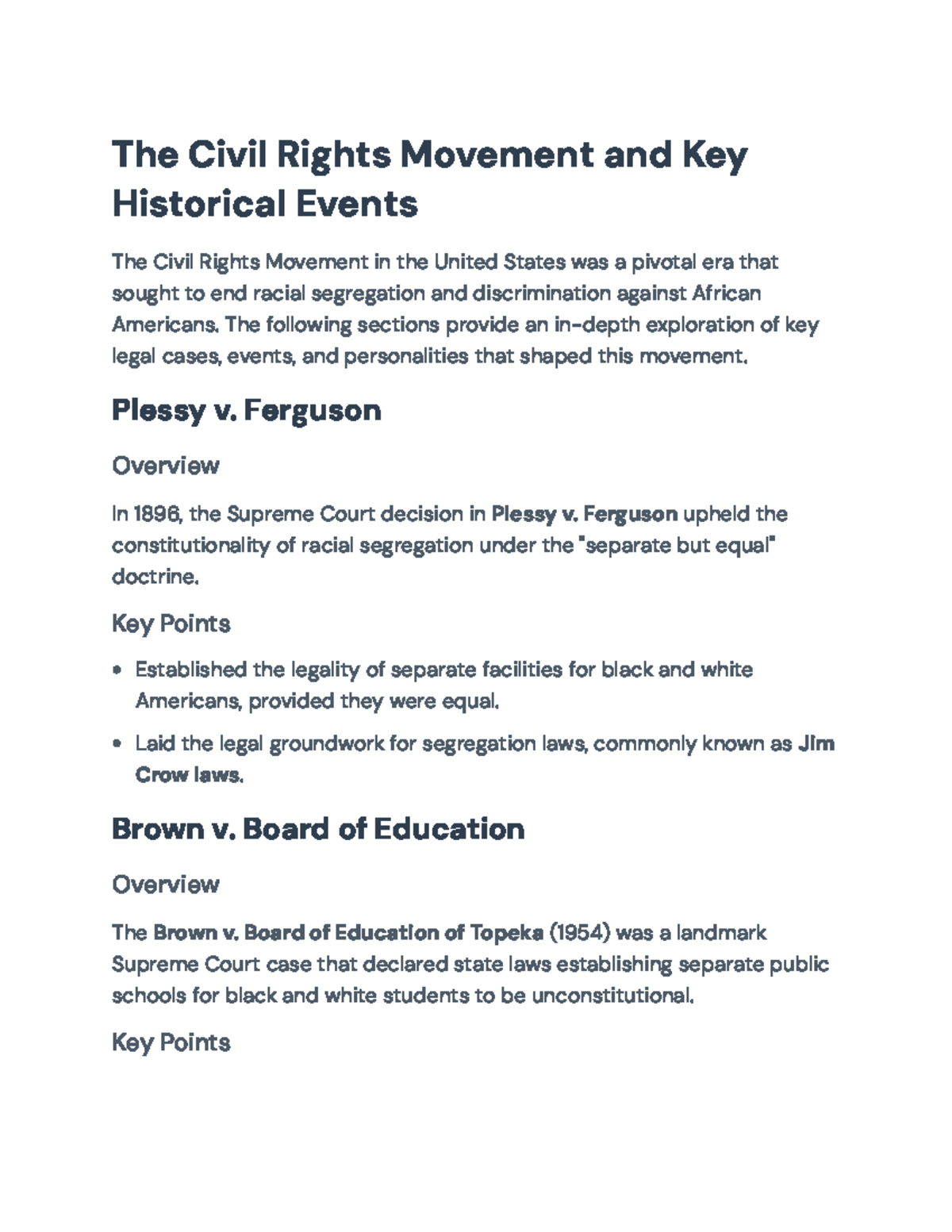 Civil Rights Movement Overview: Key Events & Legal Cases (HIST 101 ...