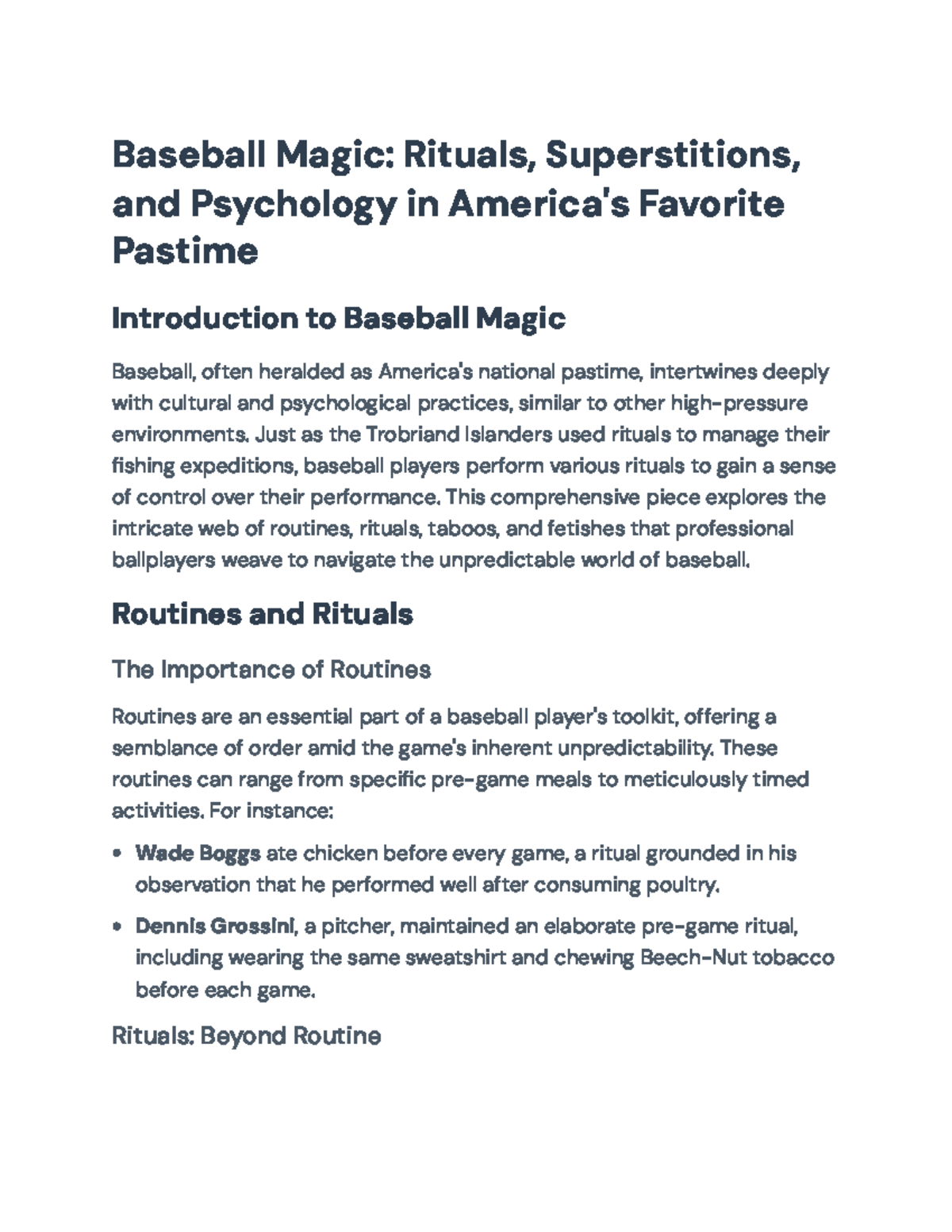 Baseball Magic: Exploring Rituals, Superstitions, and Psychology in ...