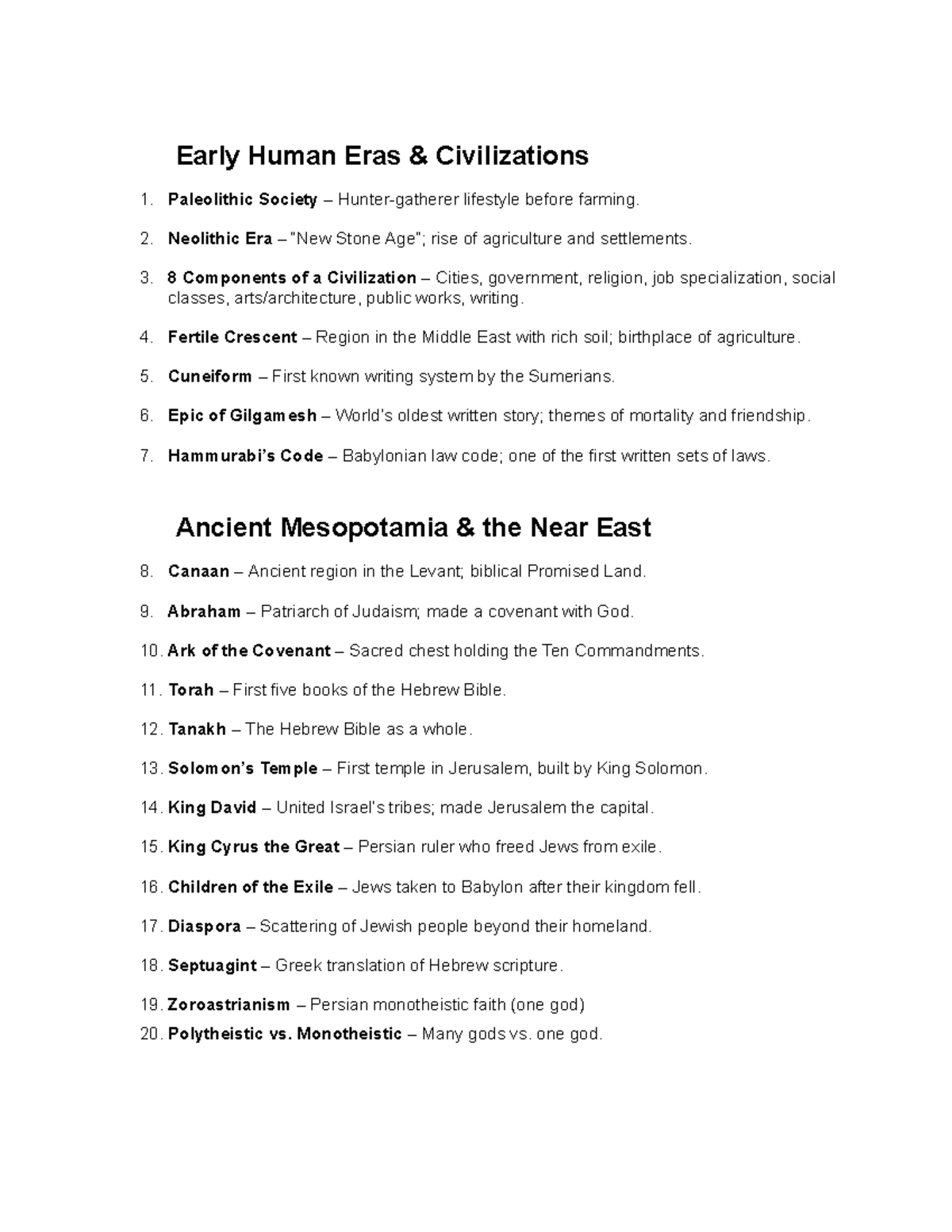 HIST 101 Study Guide: Early Human Civilizations to Ancient Rome - Studocu