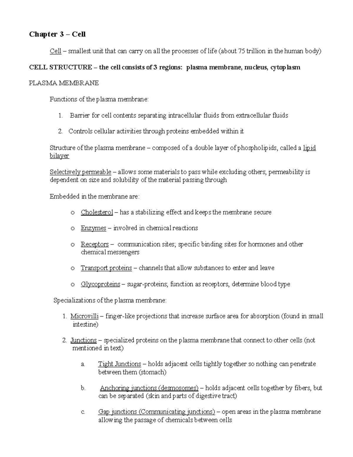 Chapter 3: Cell Structure and Function - Detailed Insights - Studocu