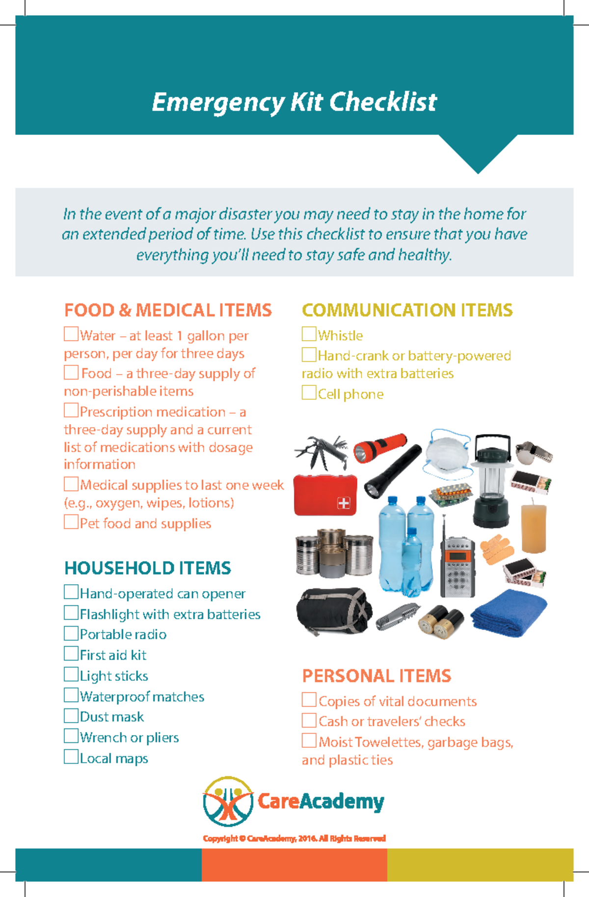 Emergency Preparedness Kit - Checklist, image size:1200x1827