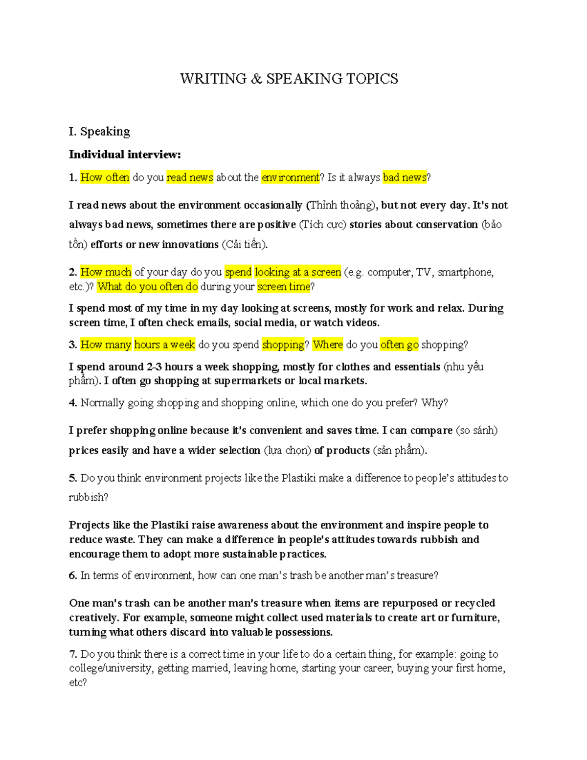 Anhvan - 744: Speaking Topics for Individual Interviews and Discussions ...