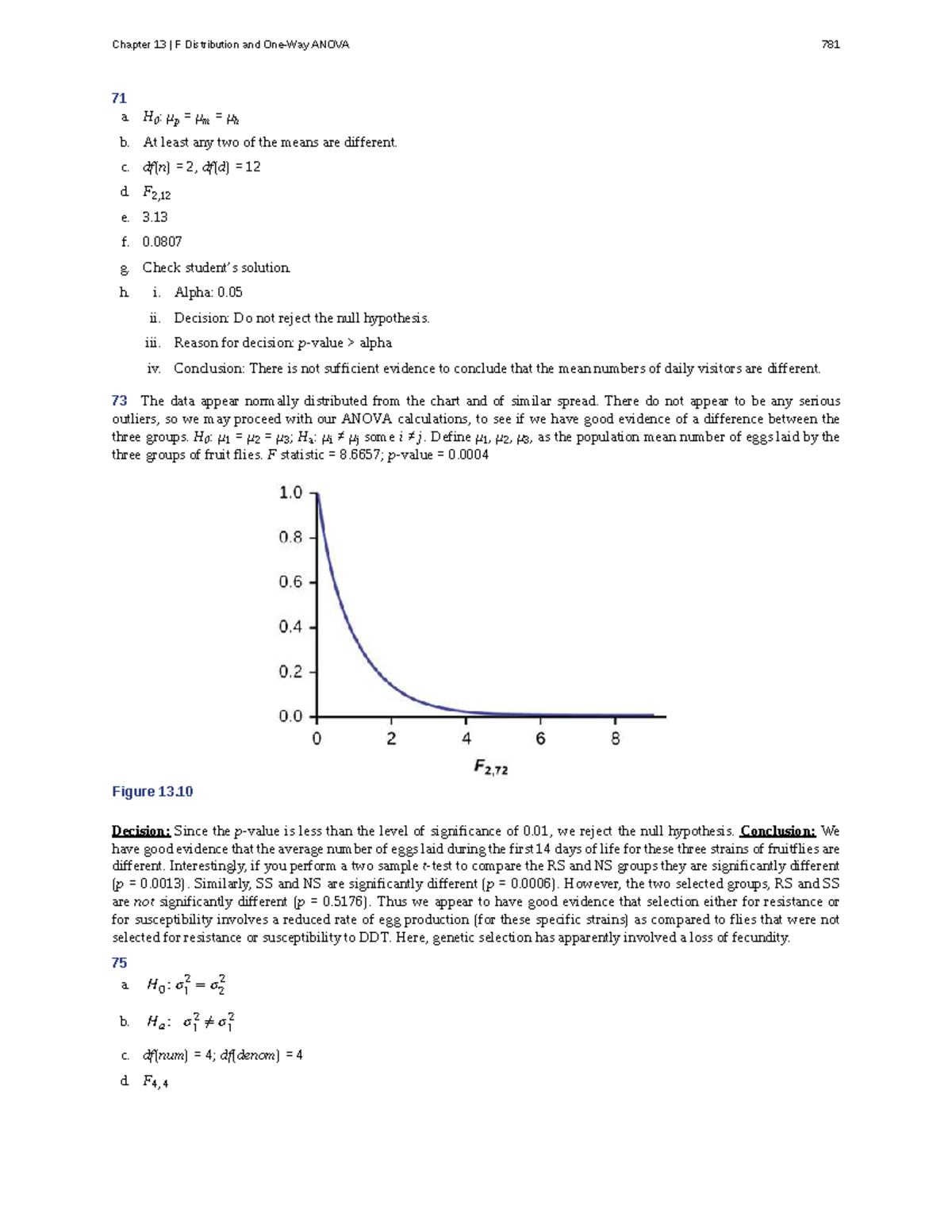 Chapter 13: F Distribution & ANOVA Analysis - Stats 781 71 - Studocu