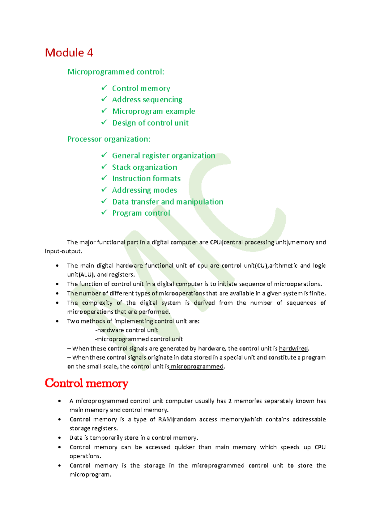 Module 4: Microprogrammed Control & Processor Organization Insights ...