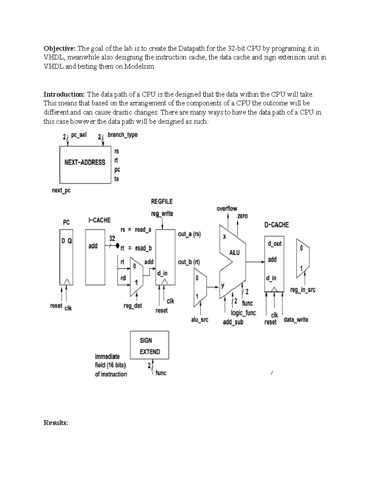 Lab 4 - 316: CPU Design and Implementation Experiment Report - Studocu