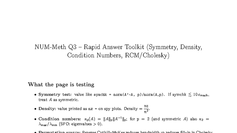Q3 Question Bank: Rapid Answer Toolkit on Symmetry & Density - Studocu