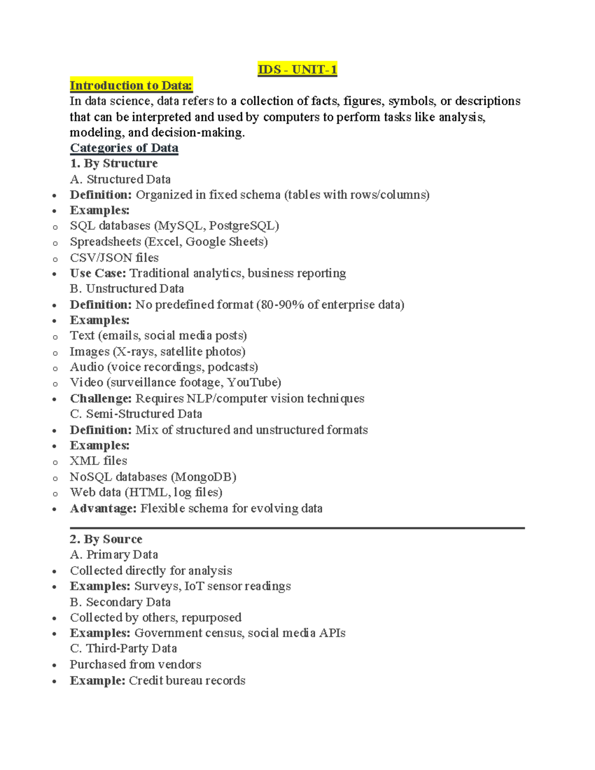 UNIT-1&2-IDS Notes: Introduction to Data Science and Machine Learning ...