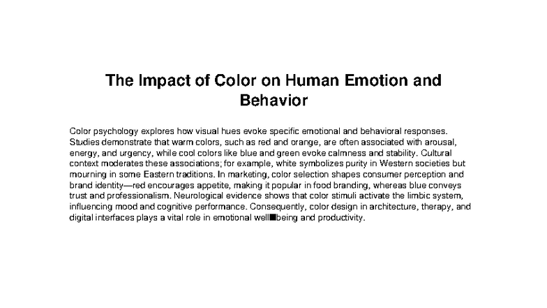 The Influence of Color on Emotion & Behavior: A Study on Psychology ...