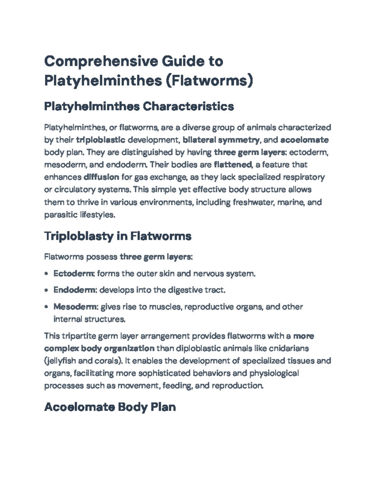 Comprehensive Overview of Platyhelminthes Biology and Classification ...