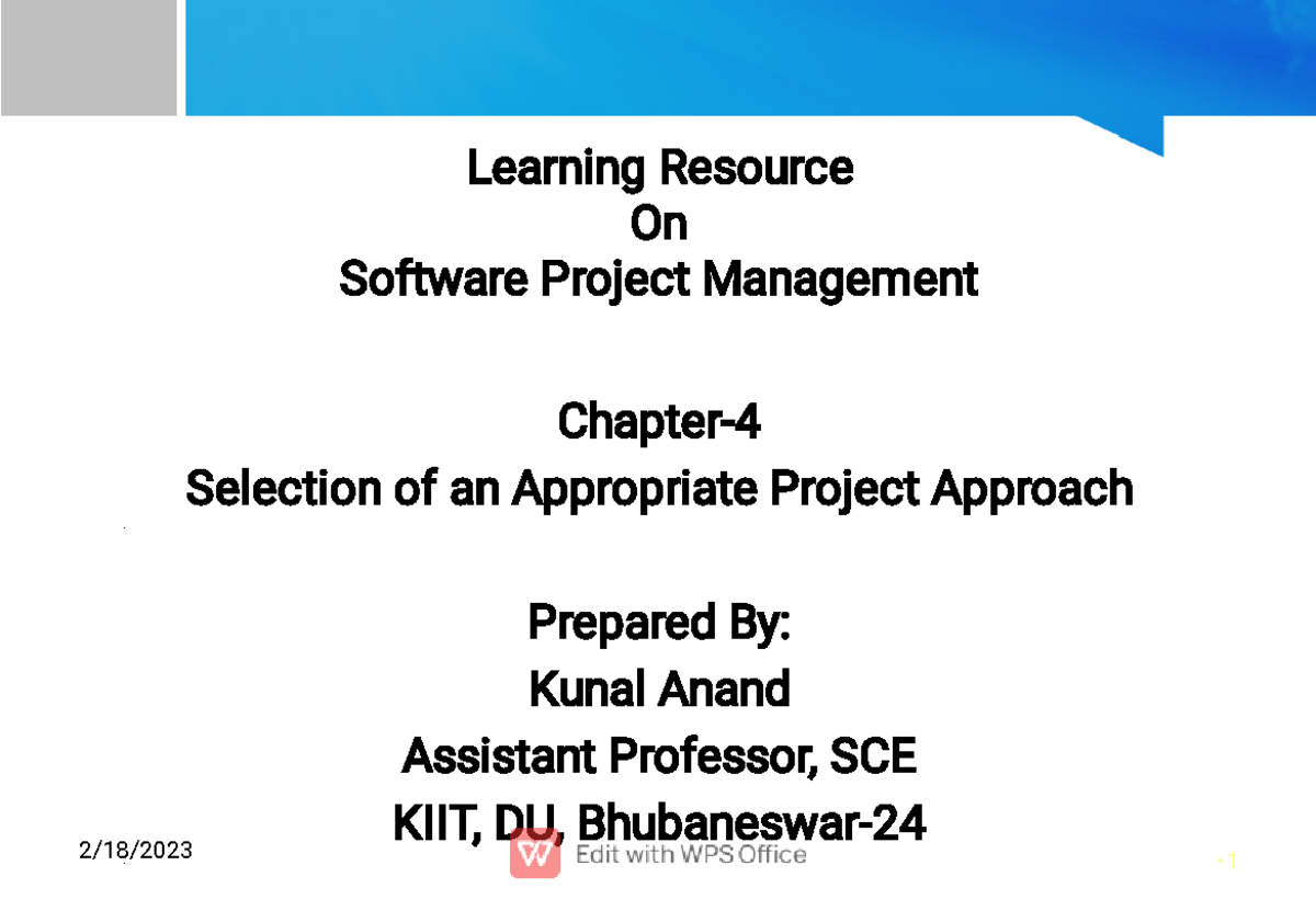 Ch04 Software Project Management: Choosing the Right Approach - Studocu