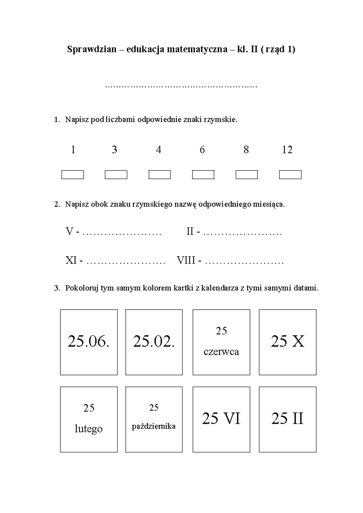 Cyfry Rzymskie ćwiczenia Klasa 4 Historia www.studocu.com