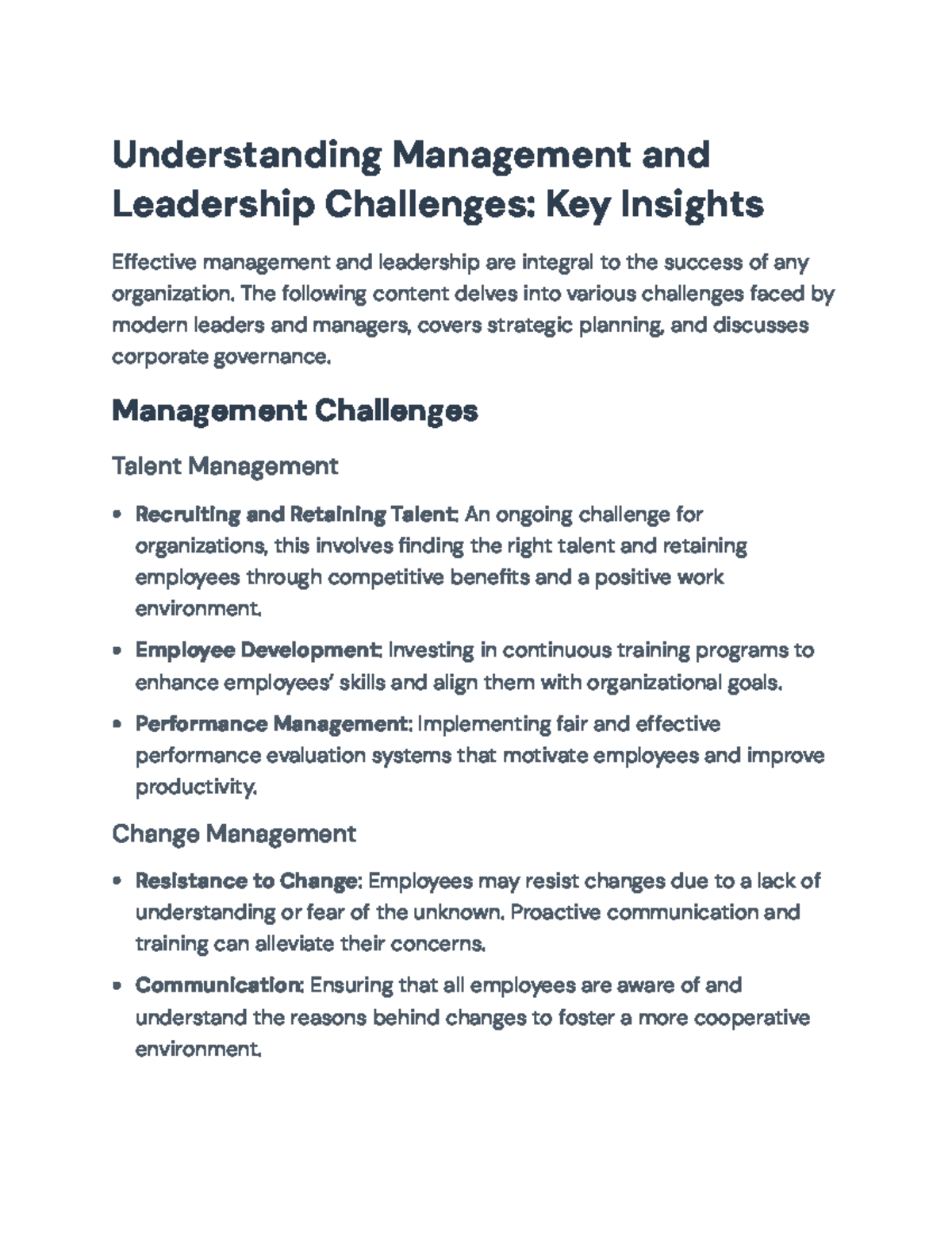 Effective Management & Leadership Challenges: Key Insights (Course Code ...