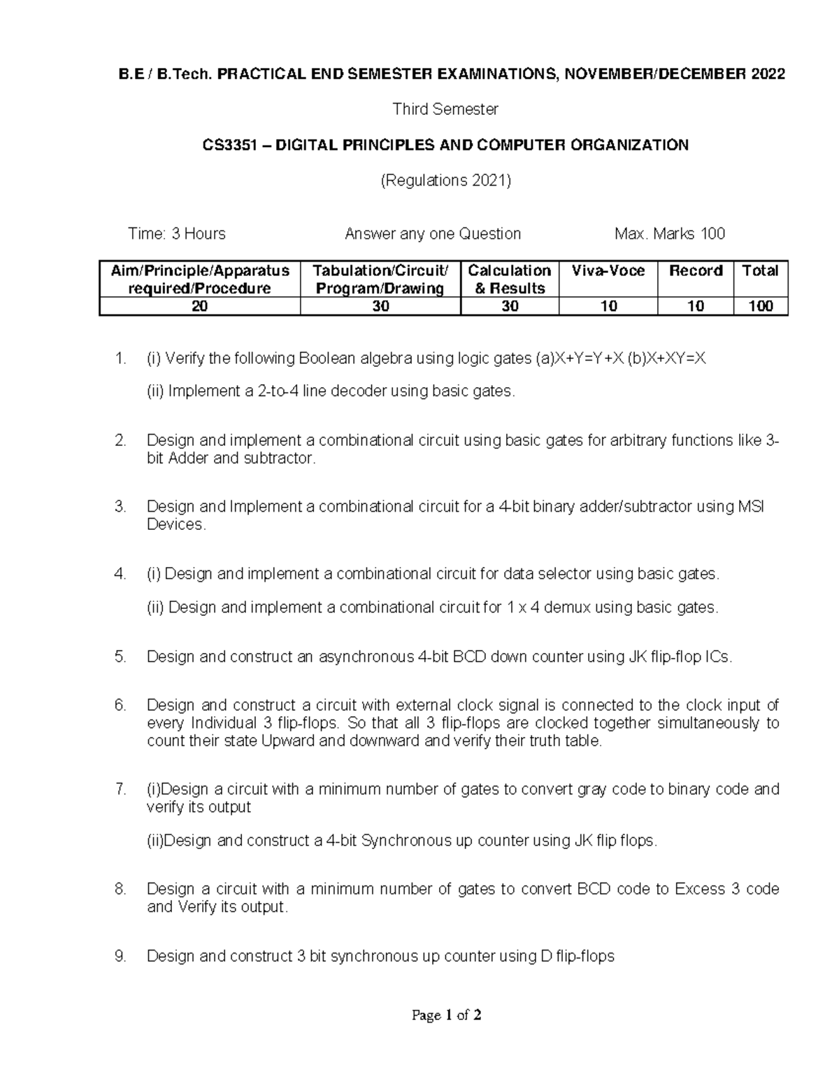 CS3351 Final Exam: Digital Principles & Computer Organization - Studocu