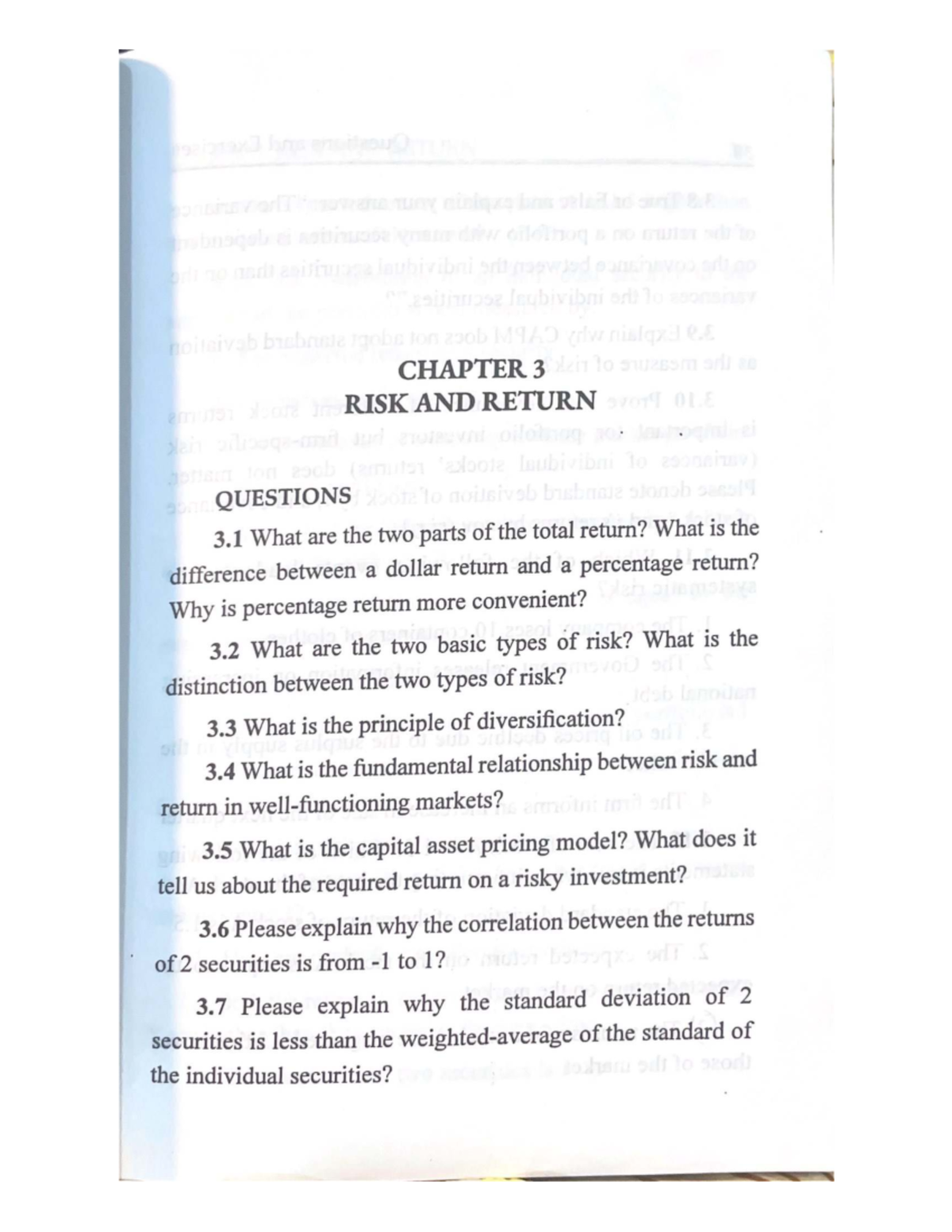 CHAPTER 3: RISK AND RETURN QUESTIONS AND EXERCISES - Studocu