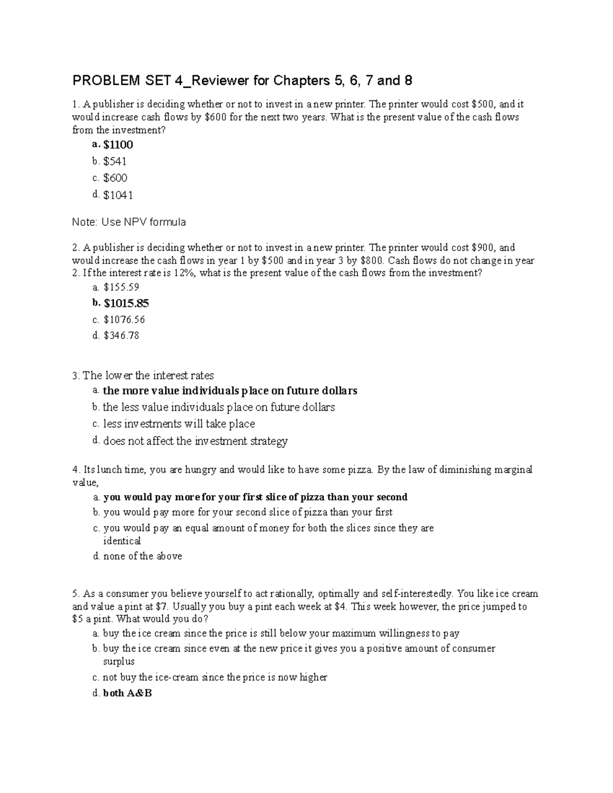 Final Exam Reviewer for Managerial Economics (Chapters 5-8) - Studocu