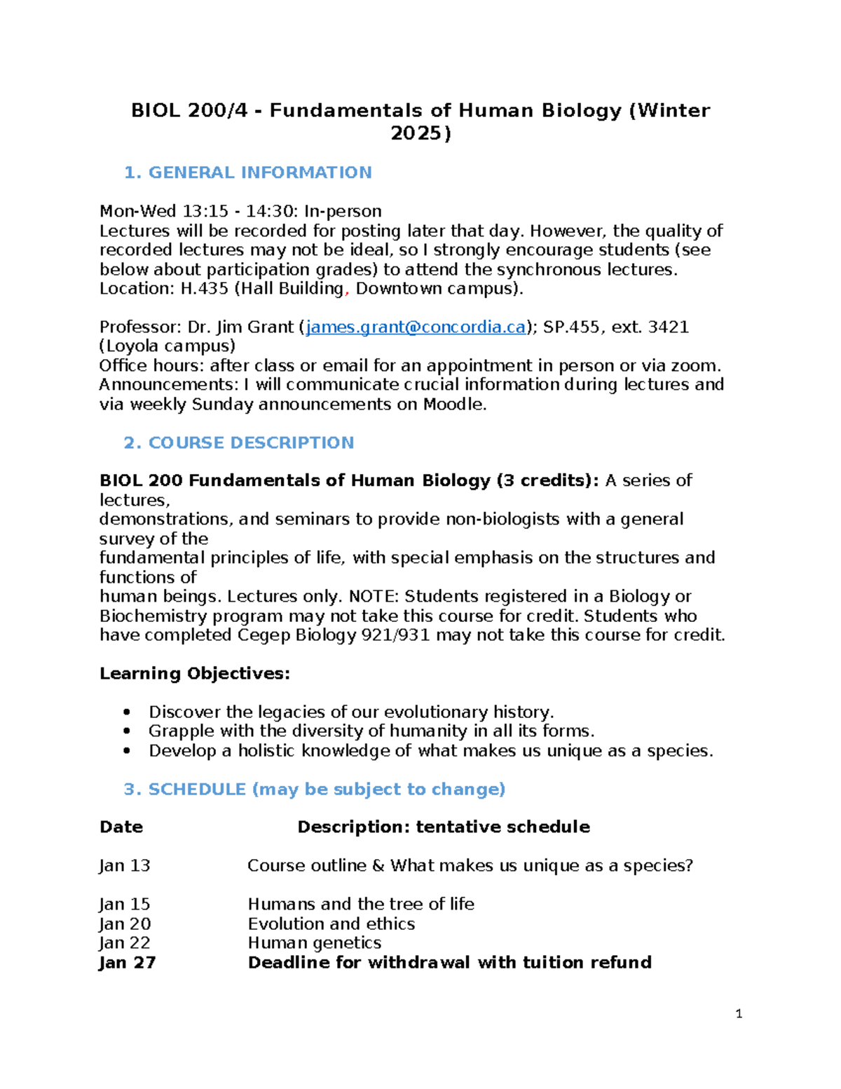BIOL 200 Course Outline 2025: Key Details and Schedule - Studocu