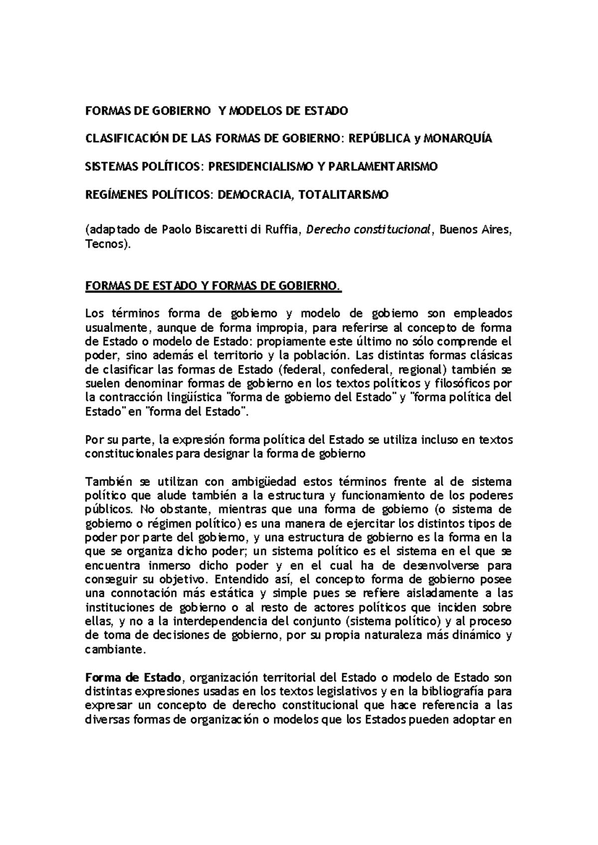Formas de gobierno - TUA - FORMAS DE GOBIERNO Y MODELOS DE ESTADO ...