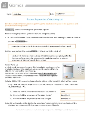 Heat Transfer Conduction Lab Report - Student Exploration Guide - Studocu