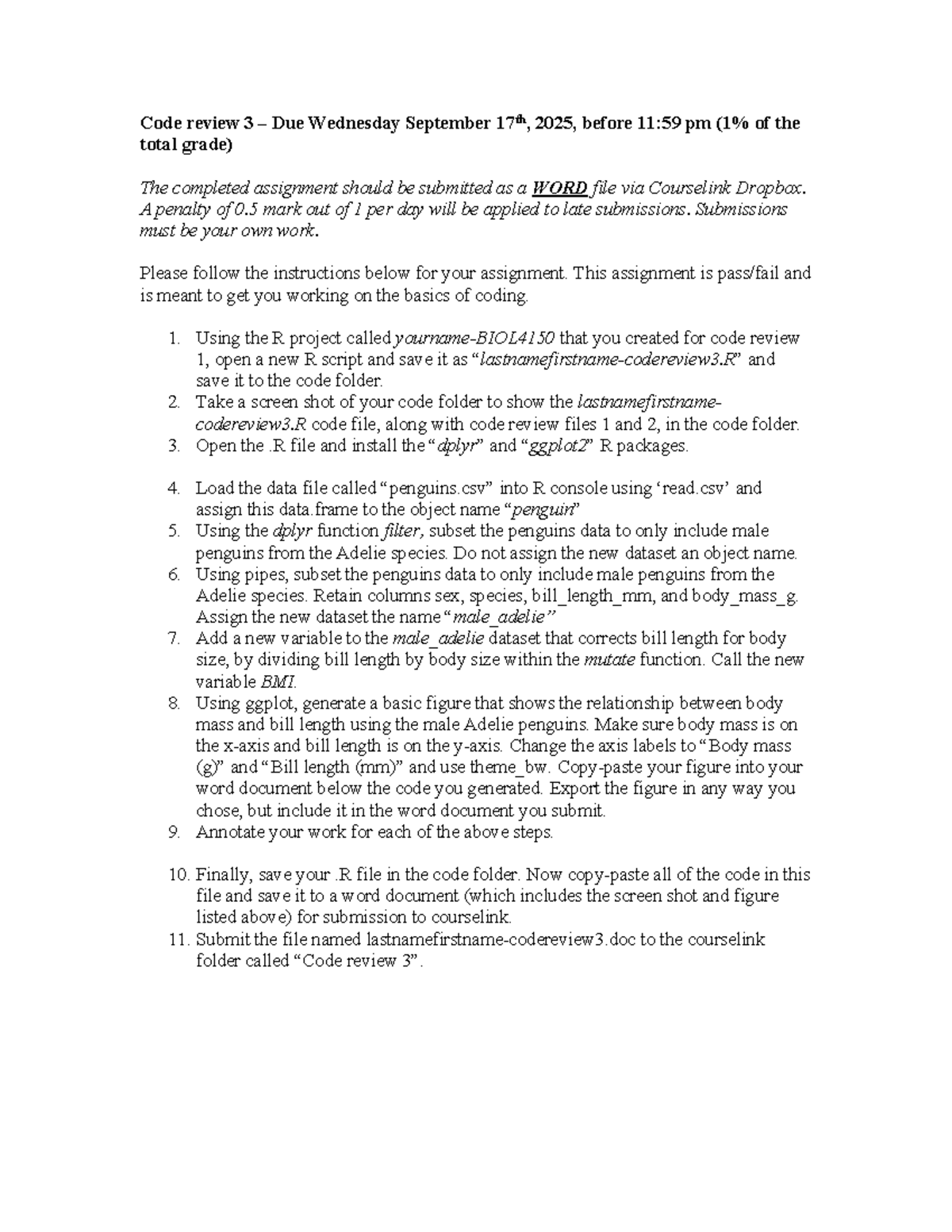 Code Review 3 - Assignment Instructions for Submission - Studocu