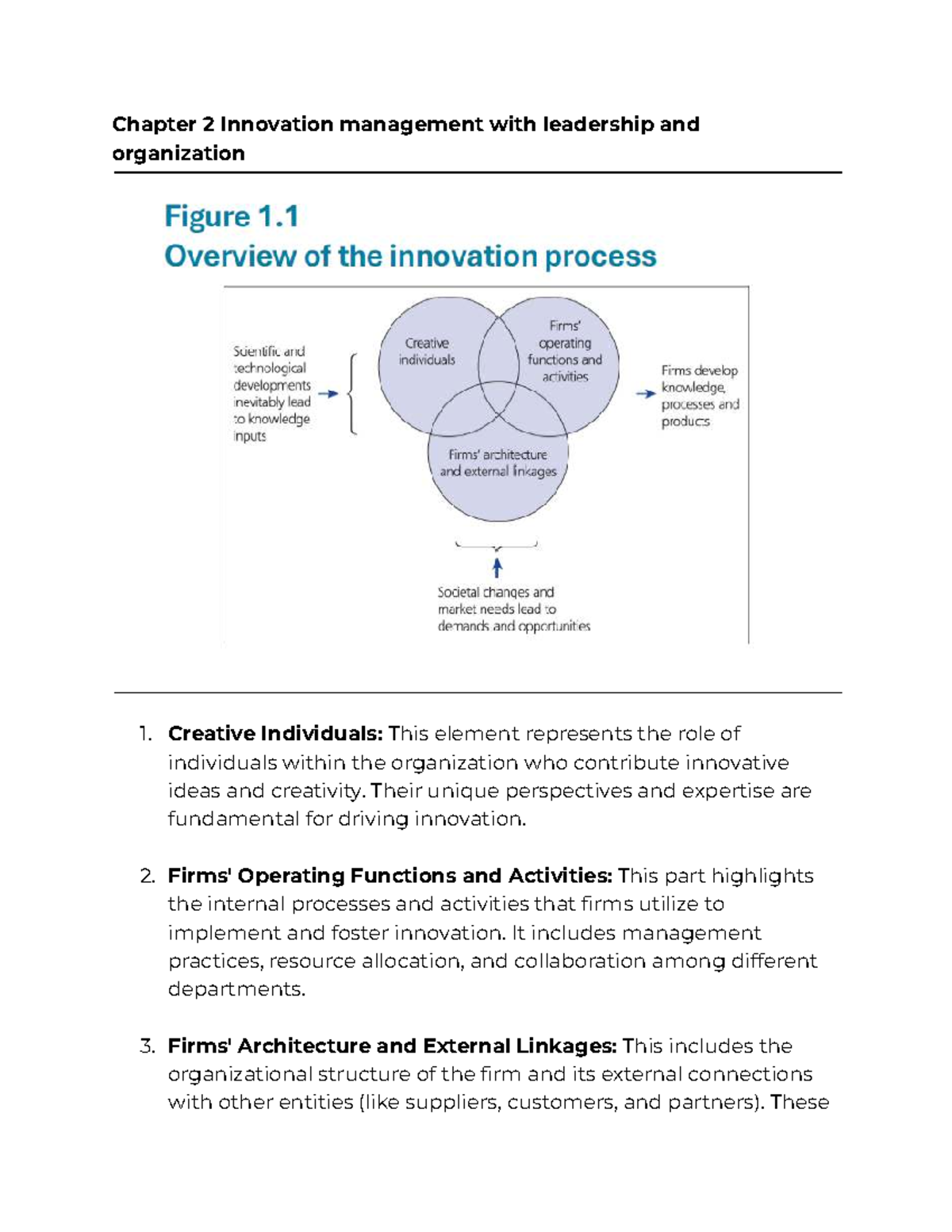 IM Note: Chapter 2 - Innovation Management, Leadership & Organization ...