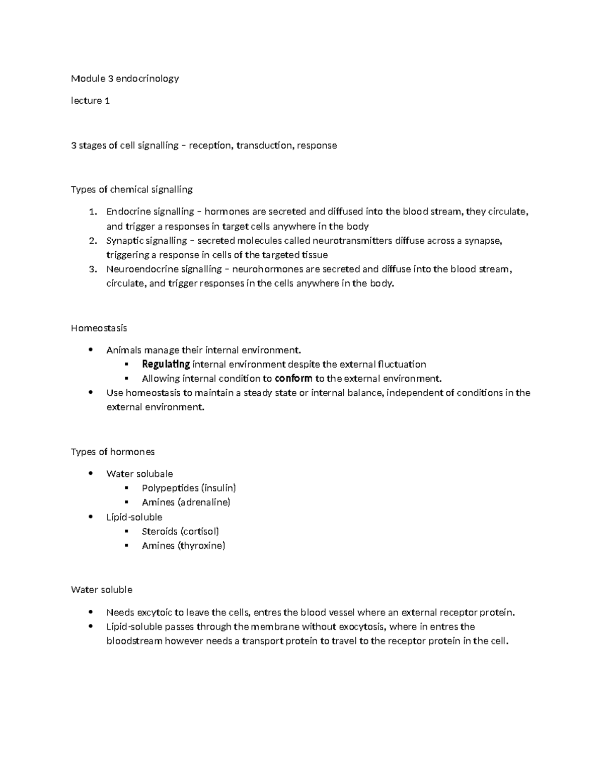 BIOM1050 - Module 3 Endocrinology Lecture: Cell Signalling & Hormones ...