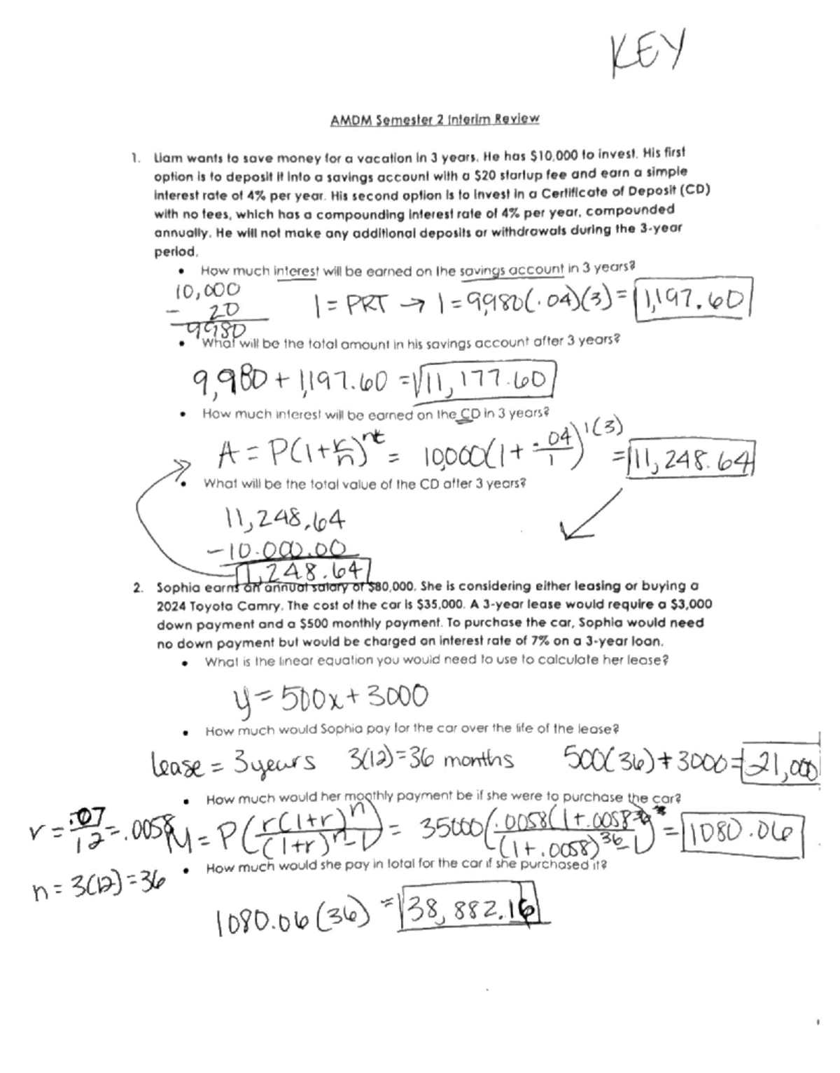 AMDM S2 Interim Review: Financial Concepts & Problem Solving - Studocu