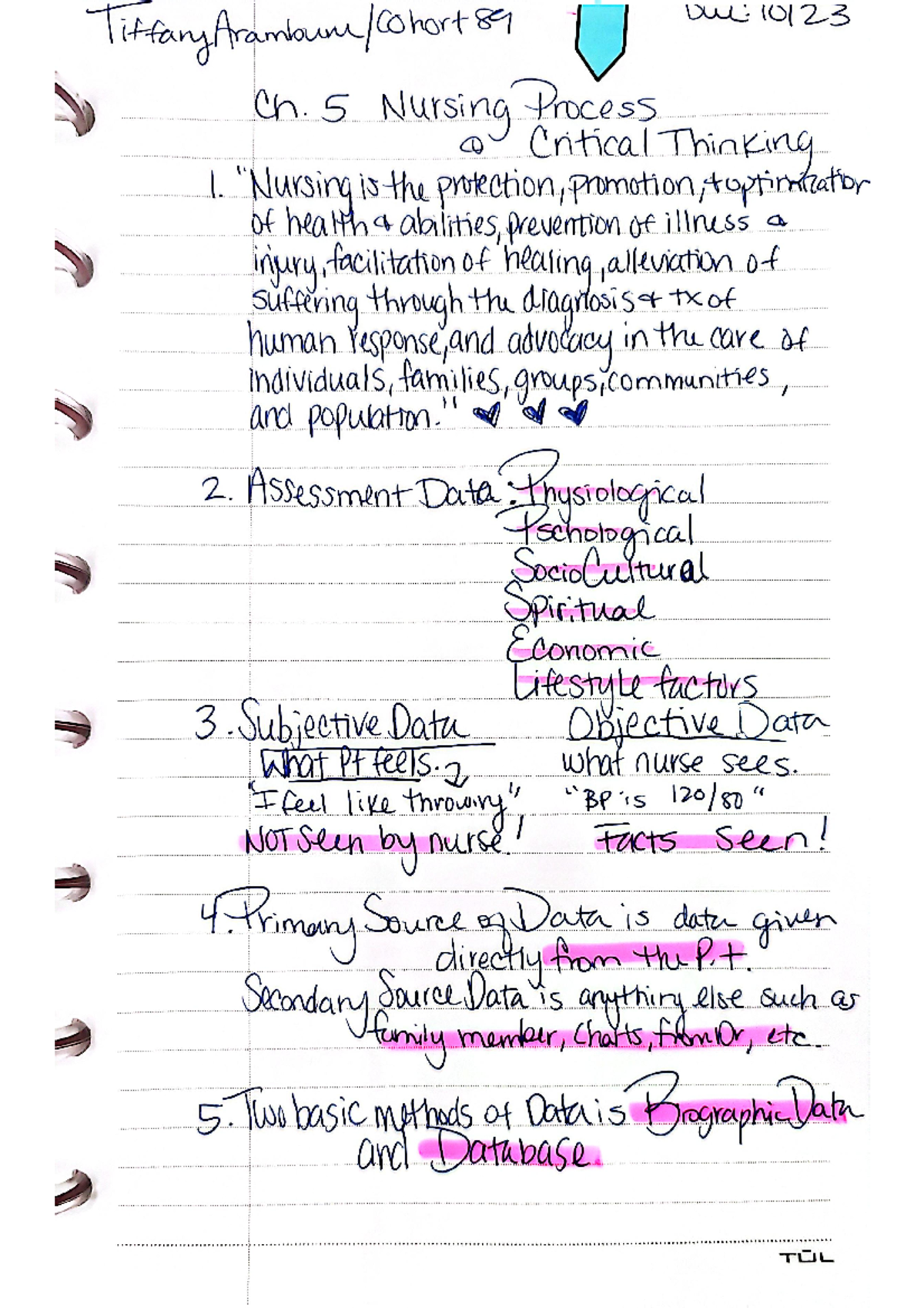 Assignment 5 - Nursing Process & Critical Thinking Insights - Studocu