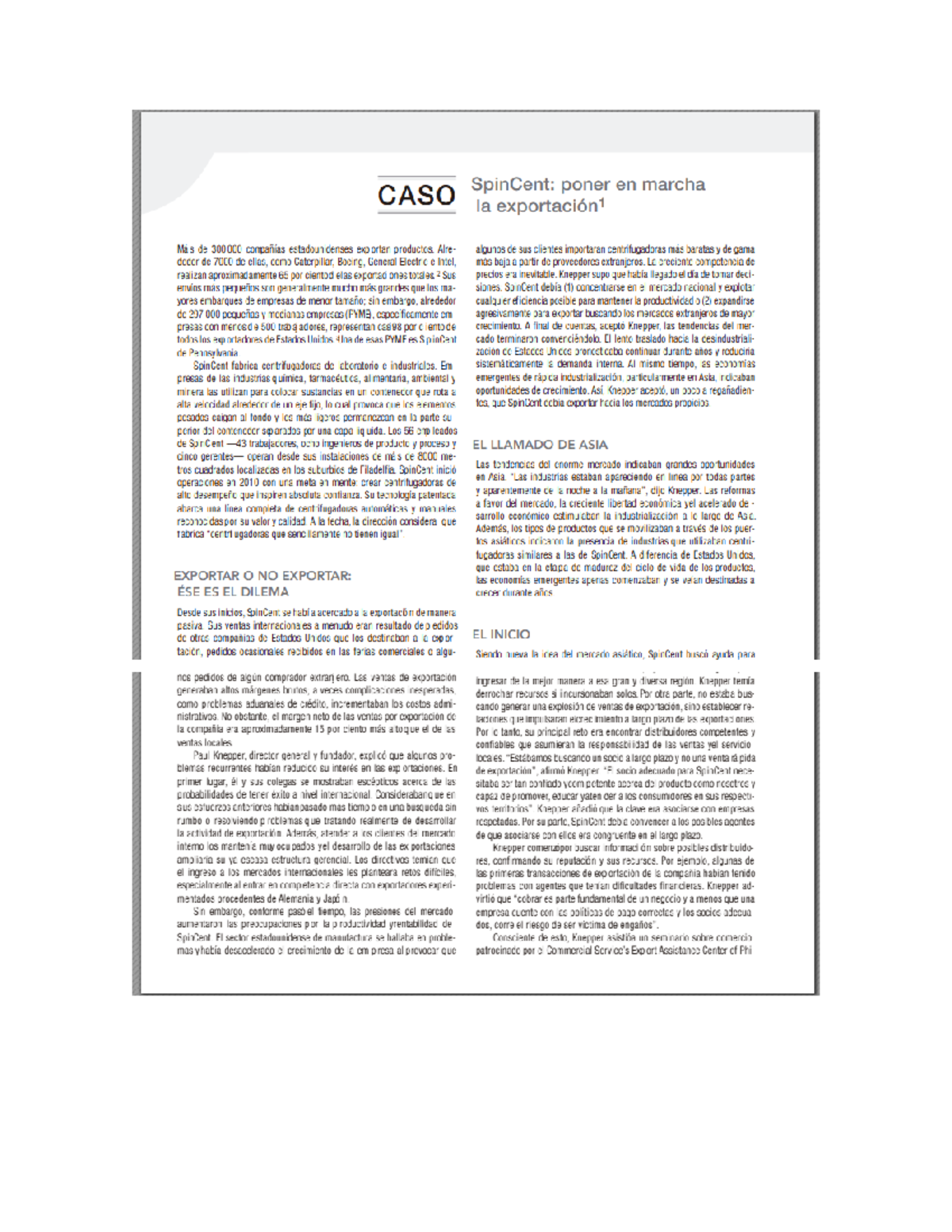 CASO - SpinCent: Estrategias para Iniciar Exportaciones Exitosas - Studocu