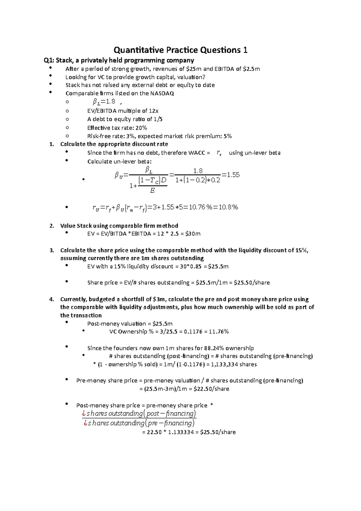 Quantitative Final Exam Practice Q&A - Quantitative Practice Questions ...
