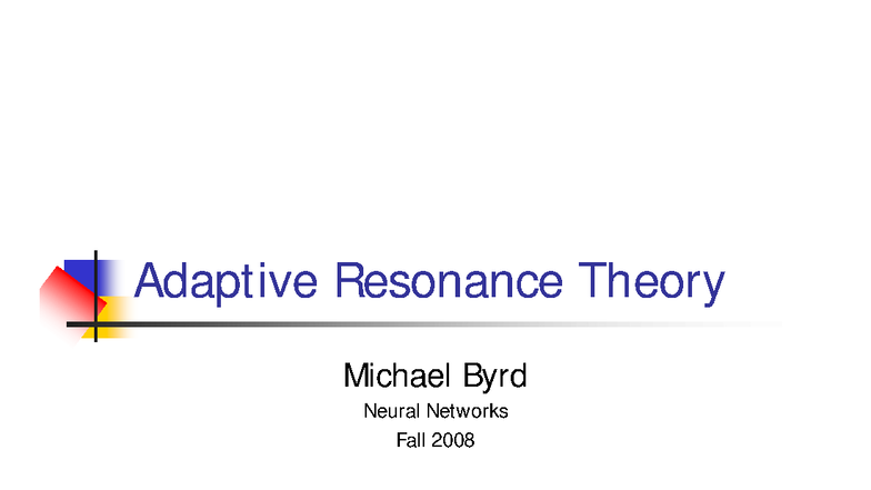Adaptive Resonance Theory (ART) - Unit 4 Overview - Studocu
