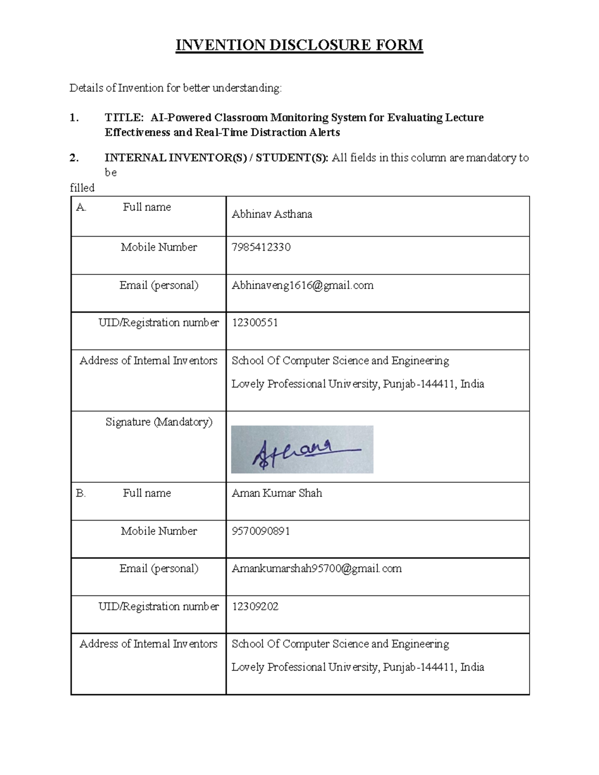 Classroom Monitoring System for Evaluating Lecture Effectiveness (CS101 ...