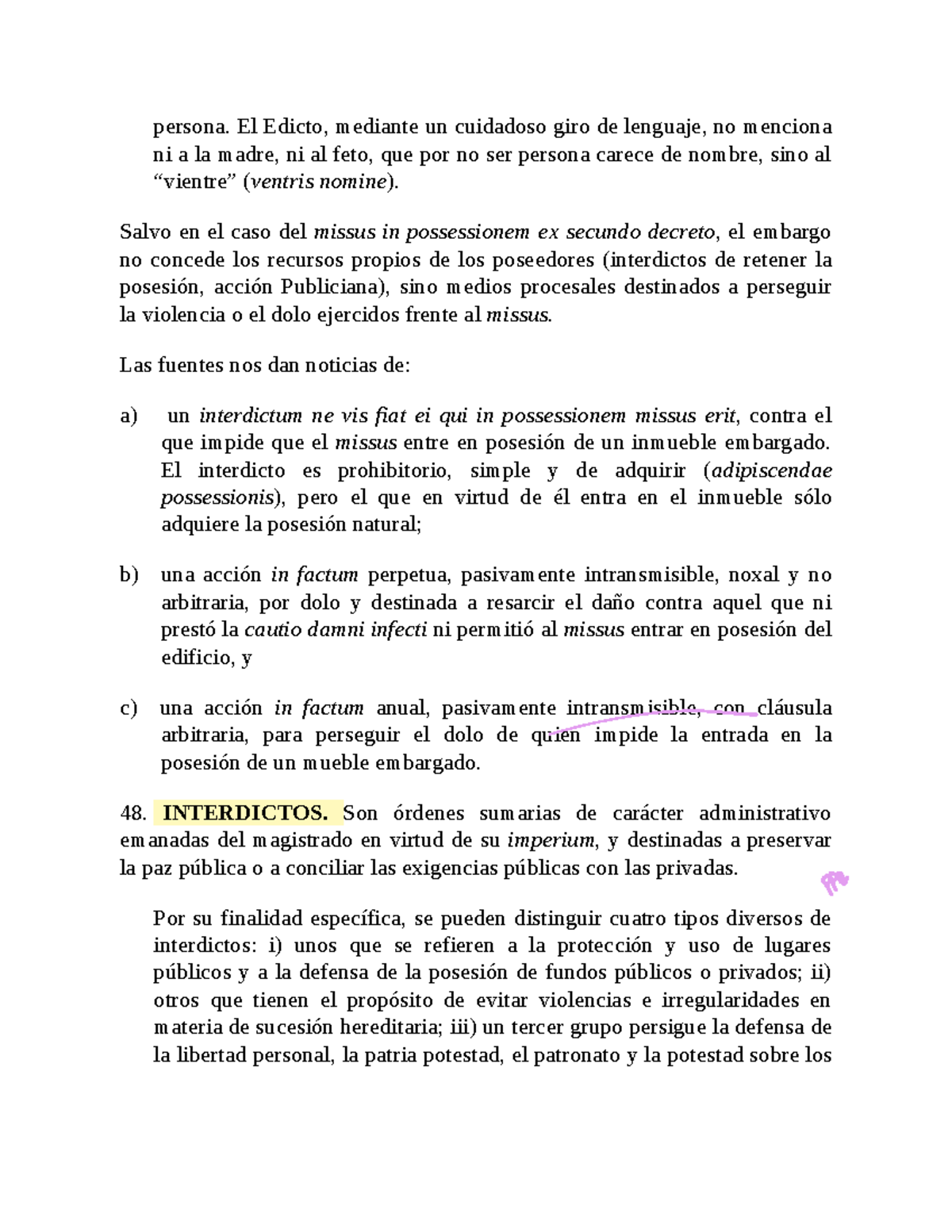 Derecho Romano: Interdictos y Litiscontestatio (Puntos 49-60) - Studocu