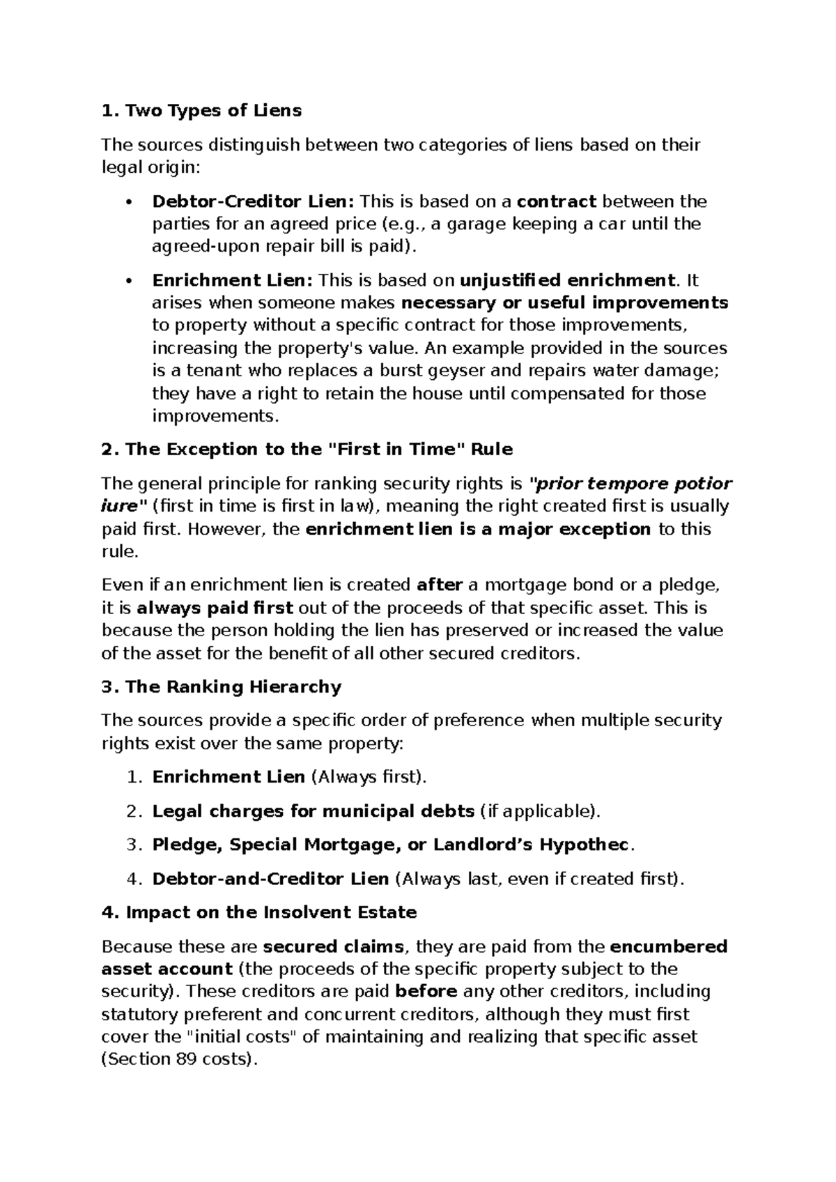 Types of Secured Assets: Understanding Liens and Their Hierarchy - Studocu