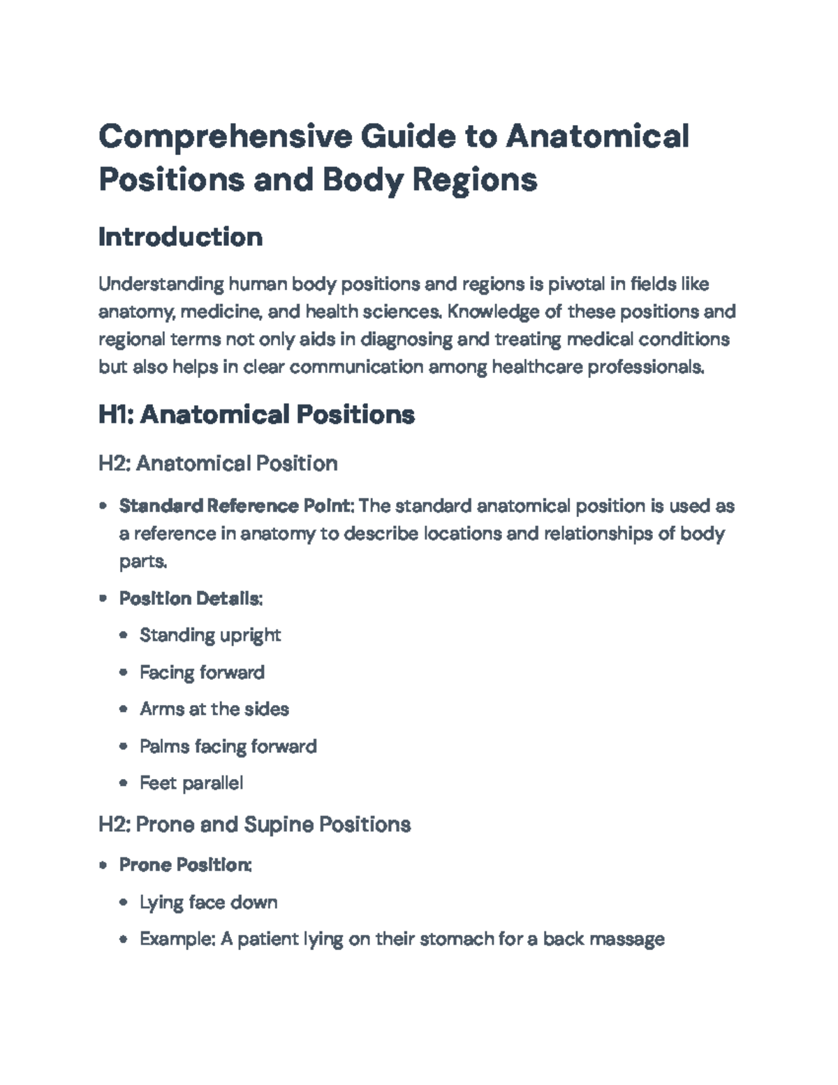 Comprehensive Guide to Anatomical Positions and Body Regions ...
