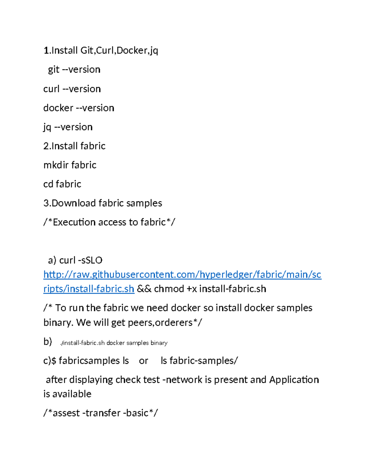 Steps for Hyperledger Fabric Installation and Setup - 1 - Studocu