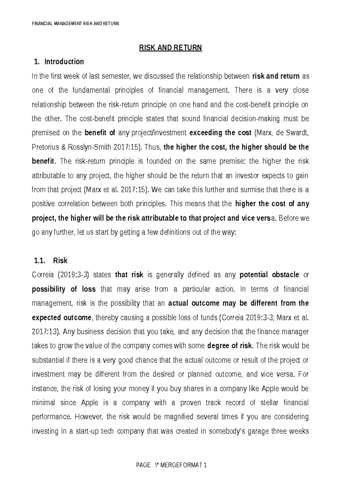 FINANCIAL MANAGEMENT 2026: Risk and Return Notes - Studocu