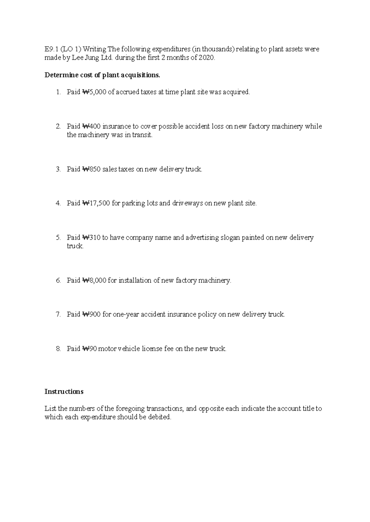 Ch9 Exercises - Plant Assets and Intangible Costs for Exam Prep - Studocu