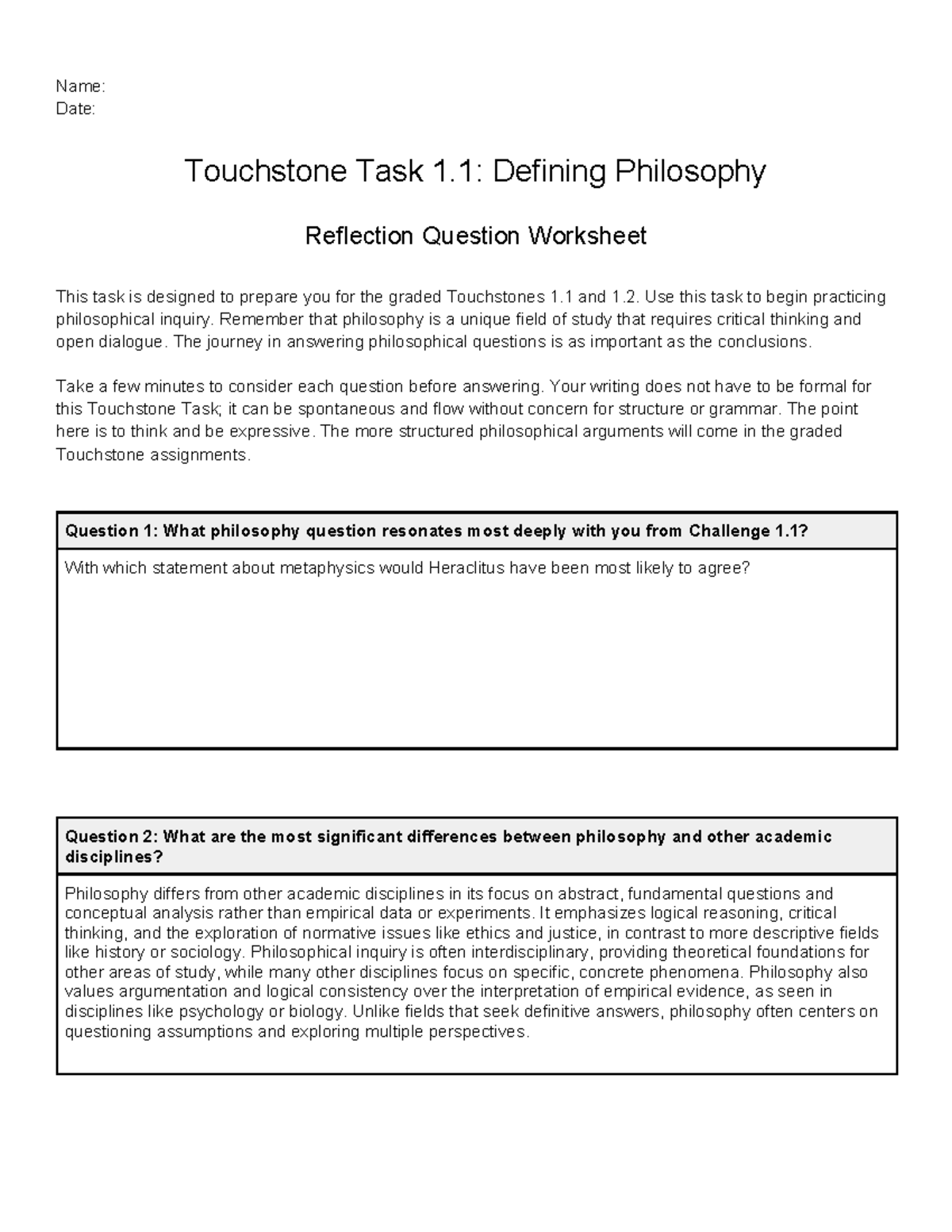 AGP Touchstone task - Name: Date: Touchstone Task 1: Defining ...