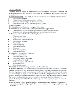Computer Networks Unit1 Cheat Sheet - Computer Networks - Unit 1 Cheat ...