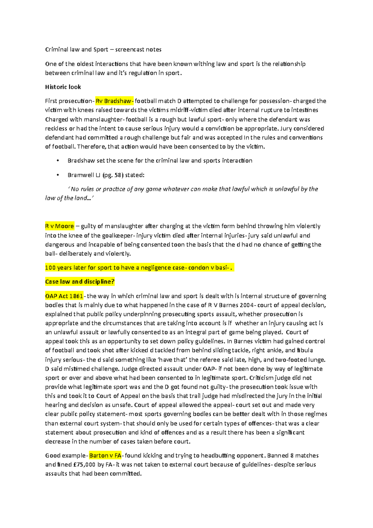 Criminal law screencast and half lecture - Criminal law and Sport ...