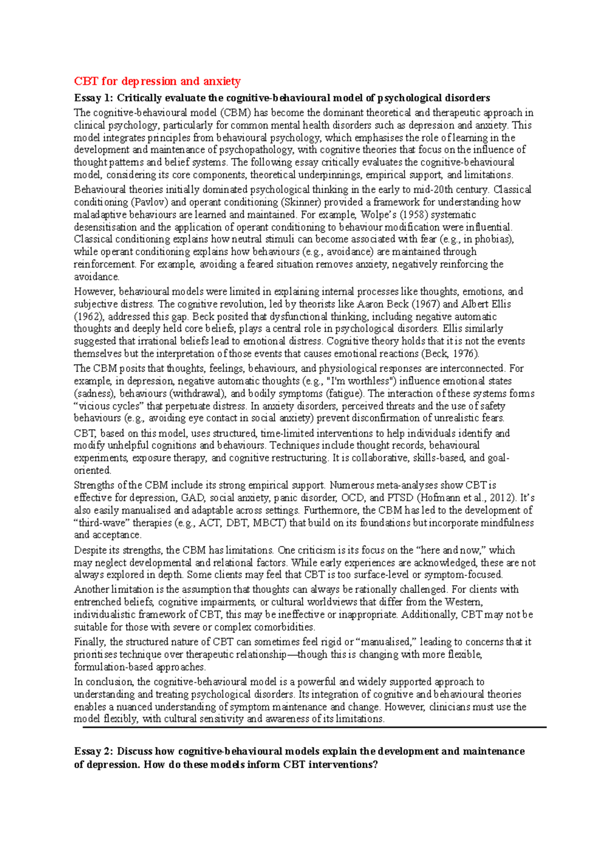 Effectiveness of DIT for Depression: A Comprehensive Evaluation - Studocu
