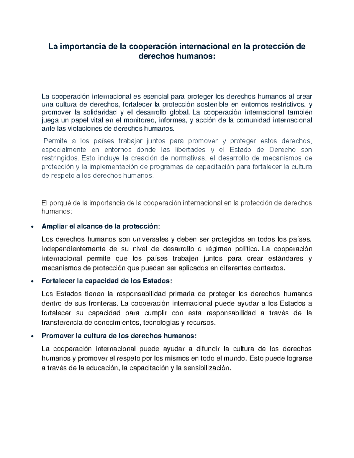La cooperación internacional y la protección de derechos humanos 093255 ...