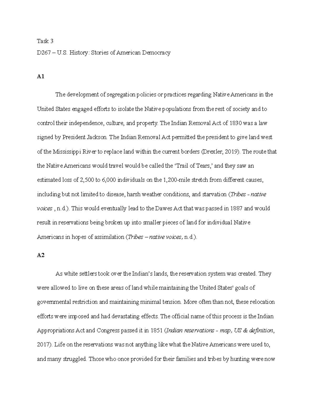 Task 3 - Passed first attempt - Task 3 D267 – U. History: Stories of ...