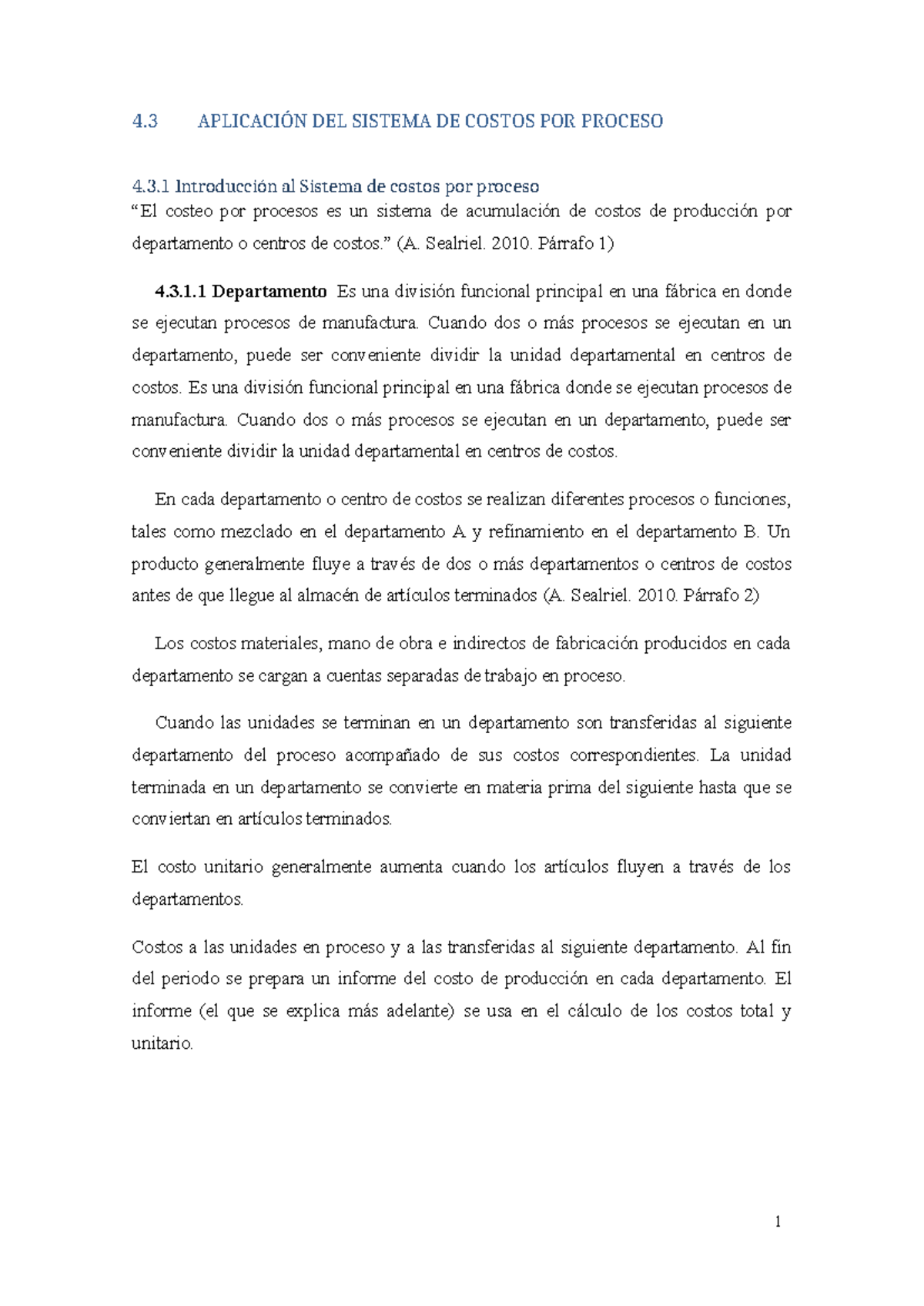 Costos por Procesos: Sistema de Acumulación y Su Aplicación - Studocu