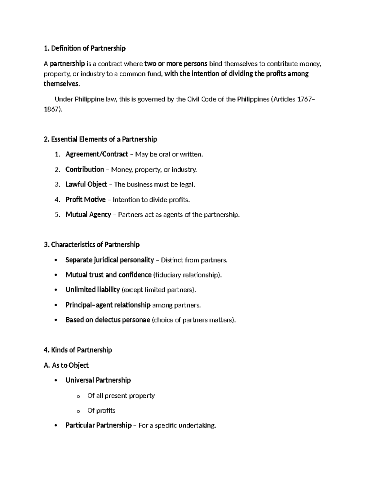 Partnership Overview: Key Elements and Characteristics - Studocu