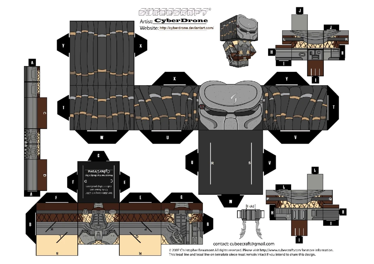 Predator unmasked paper toy paper craft - J Artist: CyberDrone Website ...