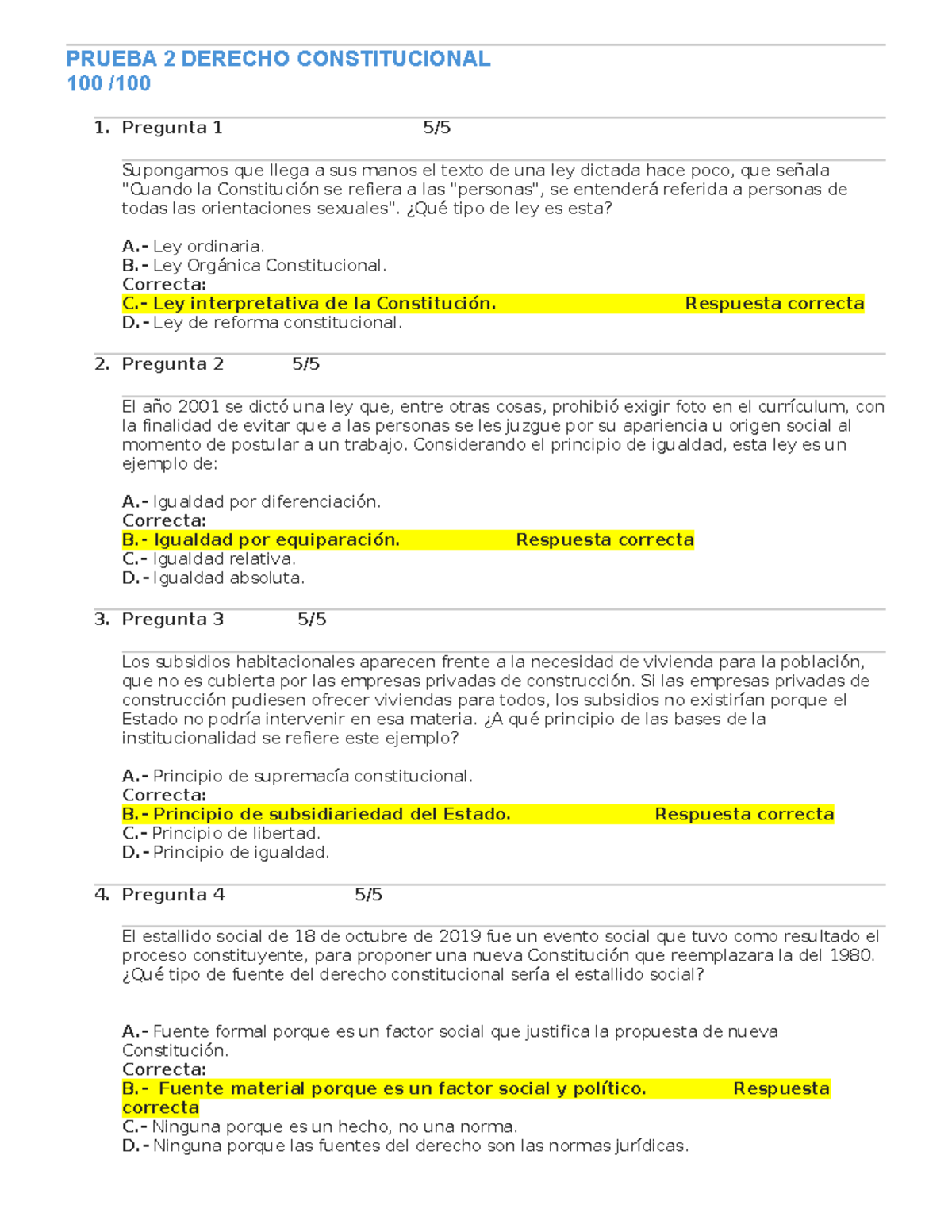 Prueba 2 de Derecho Constitucional: Análisis y Respuestas Detalladas ...
