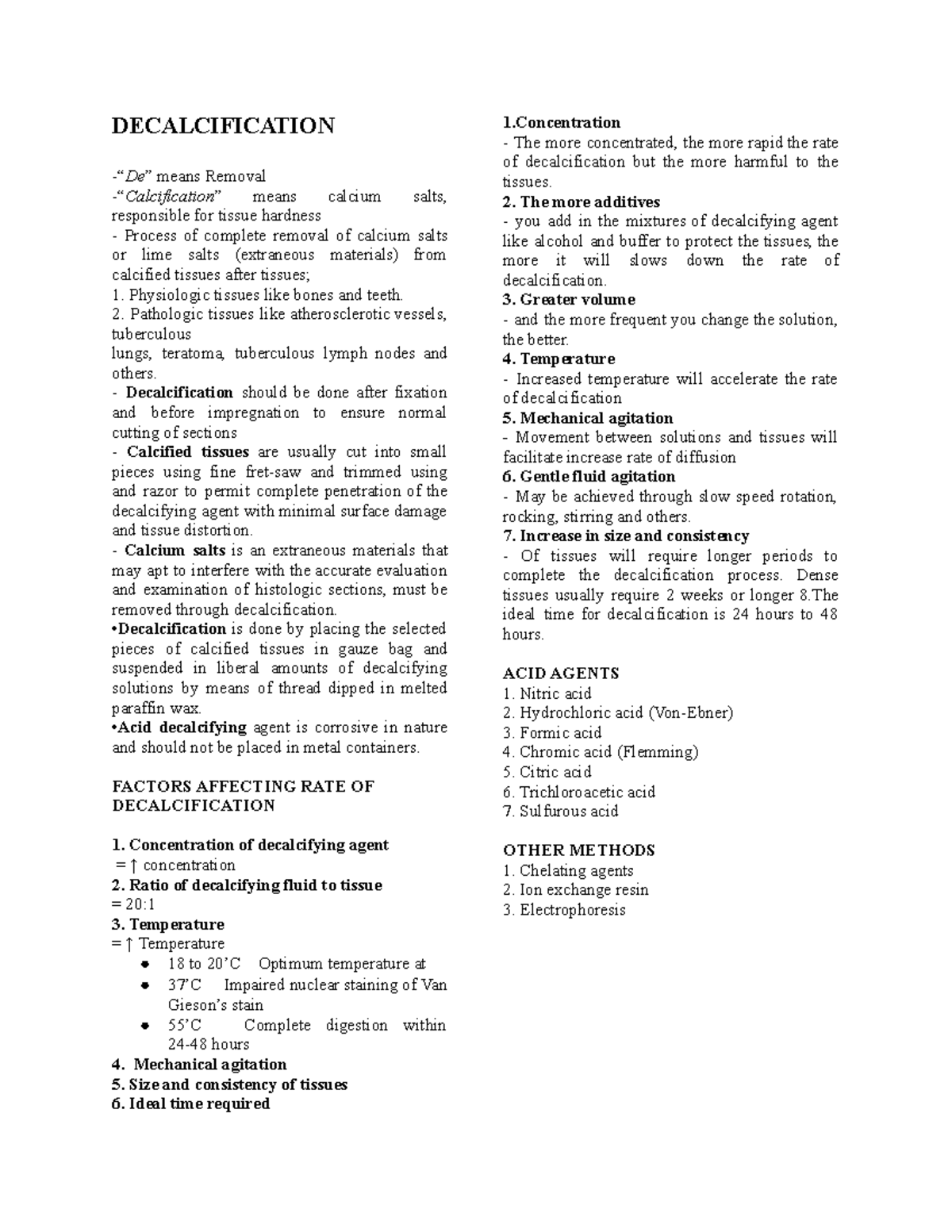 Decalcification Process and Factors: A Comprehensive Guide - Studocu